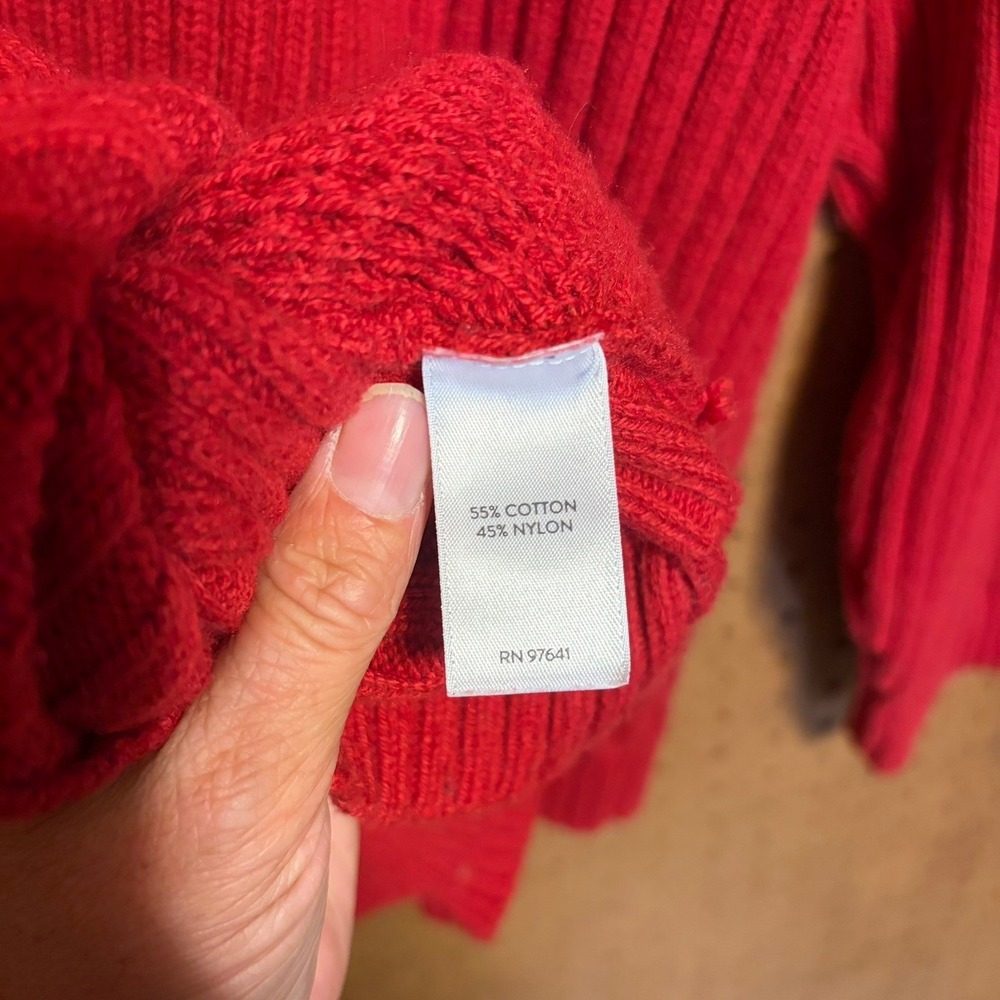 J. Jill Sweater 2X Red Cable Knit Ribbed Crew Neck Raglan Plus Size Pullover - Picture 7 of 7